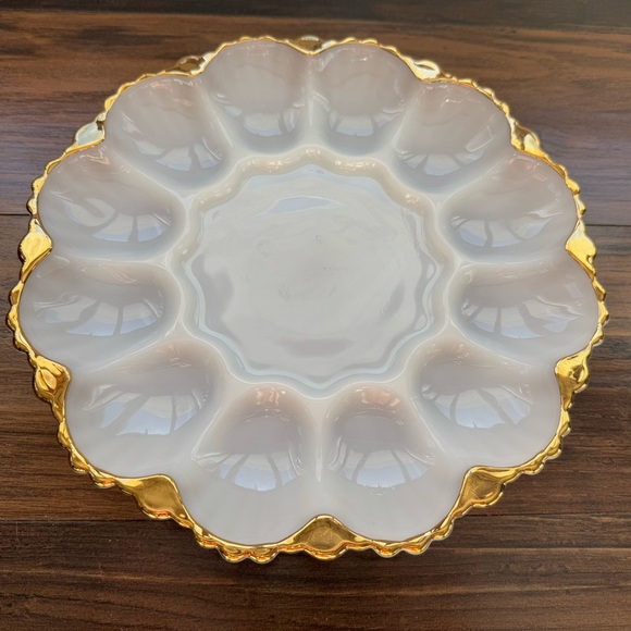 Anchor Hocking Other - vintage Anchor Hocking Fire-King milk glass deviled egg plate